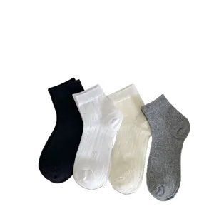 Women casual mid-tube socks breathable spring summer solid color fashion comfortable hosiery
