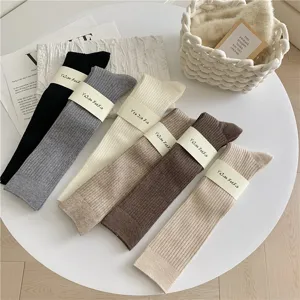Calze lunghe a costine in cashmere tinta unita da donna autunno inverno calde.