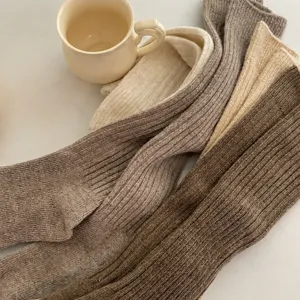 Cozy thickened wool knit calf socks in warm earthy tones, perfect winter daily wear.