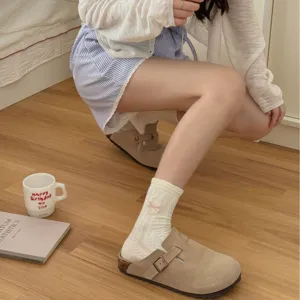 Chaussettes mi-mollet en maille avec nœud style japonais pour femmes, chaussettes d'été respirantes.