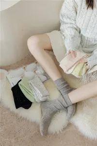 Thickened cashmere wool blend speckle yarn mid-tube ribbed slouch socks for women warm