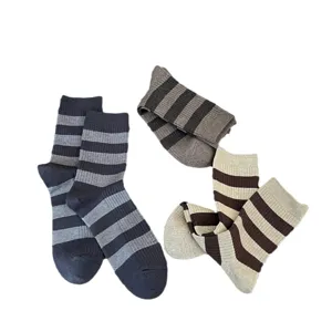 Chaussettes homme rayées en cachemire hiver décontracté doux mi-haut mode chaussettes