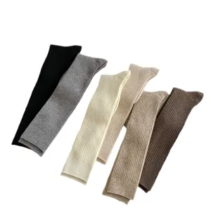 Calze alte da donna in lana a coste verticali tinta unita autunno inverno calde calze casual
