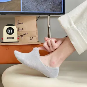 Chaussettes invisibles unies et respirantes pour hommes, coton peigné confortable socquettes.