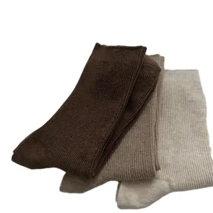 Calze a coste tinta unita donna autunno inverno casual morbide in cotone lavorate a maglia