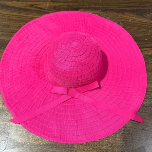 Chapeau de soleil femme grand bord pliable plage protection UV rose été extérieur chapeau pèche