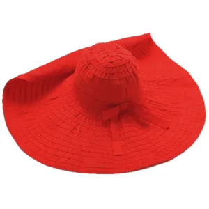 Klassieke rode zonnehoed met brede rand voor dames zomer strand uv bescherming hoed