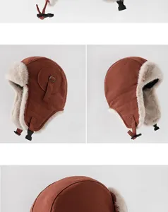 Bonnet aviateur d'hiver épais avec cache-oreilles chauds, casquette coupe-vent pour cyclisme.