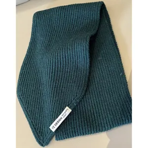 Dark green knitted short winter scarf, soft warm chunky knit neck warmer for women.