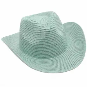 Sombrero de vaquero de paja verde menta para protección solar, elegante sombrero de playa.