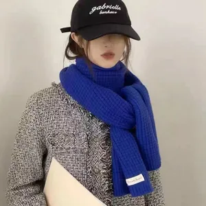 Winter Warm Knitted Scarf For Women Men Plaid Pattern Soft Long Neck Warmer Casual Cold Weather Scarf