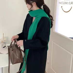 Autunno inverno sciarpa stola lavorata a maglia verde morbido caldo stile accessorio