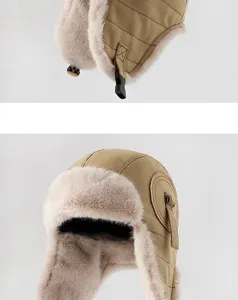 Chapeau trappeur d'hiver chaud, bonnet aviateur coupe-vent avec fausse fourrure douce.