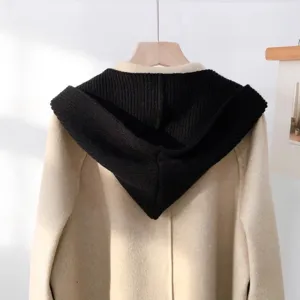 Autunno inverno scialle con cappuccio in maglia mantella caldo morbido stile college dettaglio