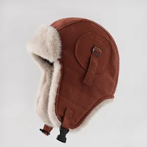 Chapeau de trappeur d'hiver chaud casquette de bombardier avec oreillers en peluche epaisse