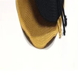 Detail view of breathable summer woven bucket hat with drawstring, casual outdoor sun protection.