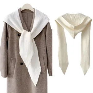 Autunno inverno sciarpa scialle in maglia bianca versatile caldo stile preppy design a coste