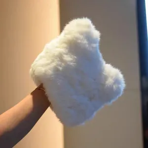 Cozy white plush winter hat with cute bear ears, thick warm furry cap for women and girls.