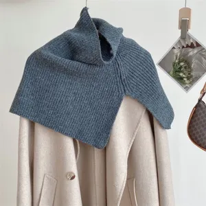 Winter warme gebreide coltrui nepkraag, stijlvolle donkergrijze afneembare sjaal accessoire.