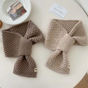 Autumn winter knitted cross scarf women warm soft neck warmer fashion casual chic neckerchief