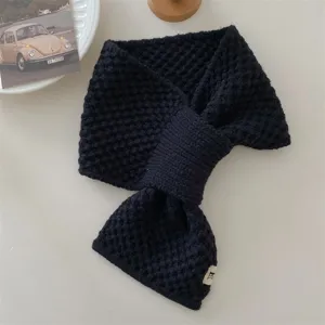 Knit neck warmer winter scarf for women, cozy perforated short scarf, warm apparel accessory.