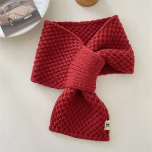 Winter knitted cross scarf warm red neck warmer soft cozy casual winter accessory for women