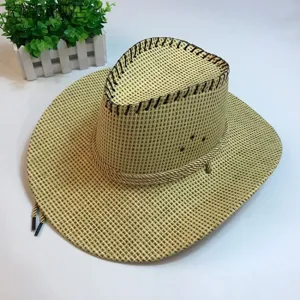 Summer men straw hat western cowboy outdoor beach travel sunshade fishing hat stylish