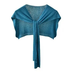 Estate blu lavorato a maglia sottile seta di ghiaccio scialle donne moda finto colletto
