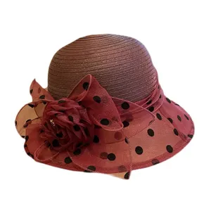 Cappello da sole donna organza elegante fiori pois traspirante stile francese chic