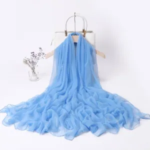 Women solid color long chiffon scarf spring autumn fashion lightweight elegant neckerchief drape wrap