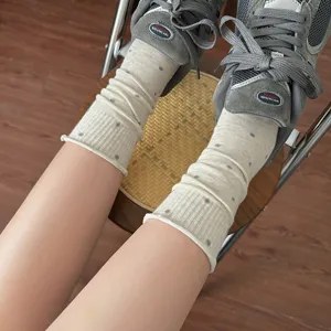 Calzini da donna con volant a pois, calzini estivi sottili in cotone in stile giapponese.