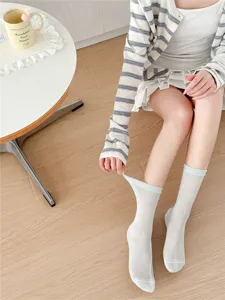 Transparente Fruehling Sommer Damen Wadenstrumpf atmungsaktiv einfarbig modische Freizeitsocken.