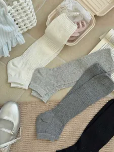 Chaussettes slouch rayées style coréen, chaussettes mi-mollet décontractées quotidiennes.