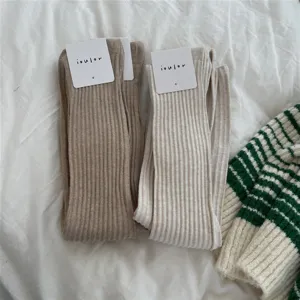 Women thick ribbed over-the-knee socks autumn winter solid long high tube socks
