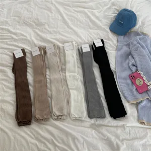 Knit over-the-knee ribbed socks solid color warm high tube stockings for winter women