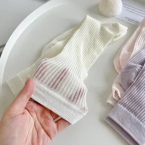 Women ultra-thin sheer mid tube socks breathable cotton summer fashion hosiery detail view