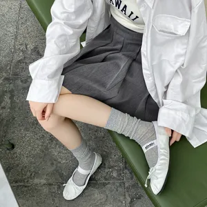 Women's Ballet Style Ultra-Thin Combed Cotton Mid-Tube Slouch Socks Spring Summer Breathable Casual Hosiery