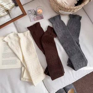 Women knitted hollow leg warmers winter warm boot cuffs casual stylish cozy footwear detail