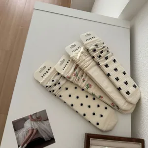 Summer mesh bow socks Japanese sweet style pure cotton long socks breathable leg warmers