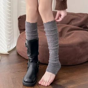 Cozy knit stirrup leg warmers for women, stylish winter cashmere boot cuffs and socks.