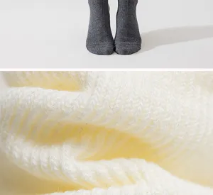 Close-up view of ribbed knit socks showing soft texture and cozy winter fabric details.