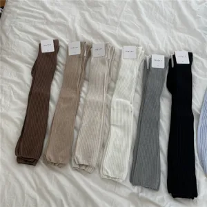 IOULOR thick striped over-the-knee socks autumn winter solid color high socks women
