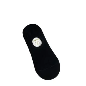 Black no-show socks for women, breathable cotton summer invisible boat socks with anti-slip.