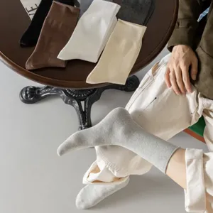 Calcetines de Tubo Casuales para Hombre Color Sólido Absorbente de Sudor Algodón Negocios Transpirable Cómodo Uso Diario Suaves