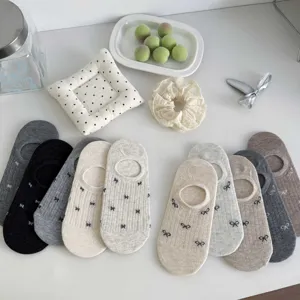 Damen Mesh Low Cut Unsichtbare Bootssocken Süße Schleife Atmungsaktive Baumwolle Casual Socken Sommer