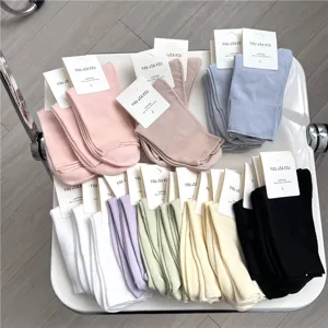Women cotton mid-calf socks colorful set casual comfortable soft long staple cotton daily wear
