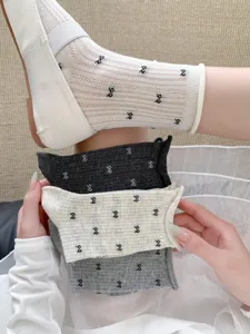 Korean style bow women socks detail view, summer thin breathable fabric matching leather shoes