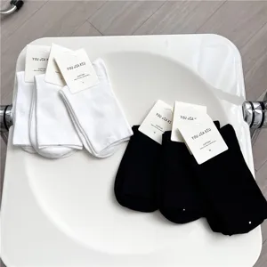 Cotton mid tube women socks solid color casual breathable daily wear comfortable hosiery item
