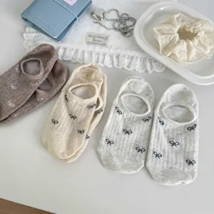 Frühling Sommer Damen Netz flache Füßlinge süße Schleife Design atmungsaktive dünne Socken