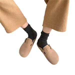 Women's autumn winter mid tube ribbed socks casual warm daily wear main product display view